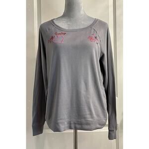 Embroidered Sweatshirt Gray M Lazy Sunday Funday Long Sleeve Soft Cozy Lounge